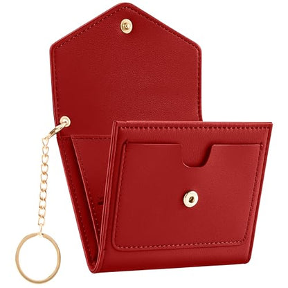 Gostwo Womens Wallet RFID Blocking Small Wallets Woman Credit Card Holder Trifold Ladies Wallets with Coins Zipper Pocket - color: Red