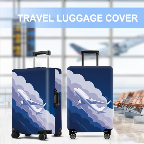 Cloud Flight Luggage Cover Washable Suitcase Cover Protector Fit 28-30 Inch Luggage Durable Travel Bag Cover with Zipper Closure L - color: Cloud Flight, size: L(28-30inch suitcase)