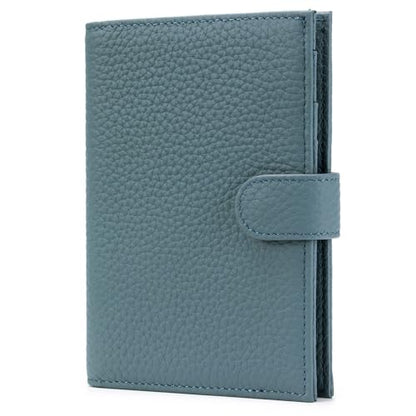 Leather RFID Blocking Slim Passport Holder for Travel Women - color: Denim Blue
