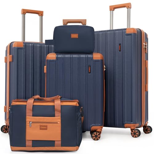 Cobens Luggage Sets 5 Piece, Suitcases with Wheels, TSA Lock, 20/24/28 Inch - color: Blue