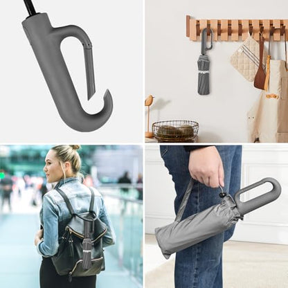 TradMall Travel Umbrella Windproof with Reflective Stripe - color: Dark Gray