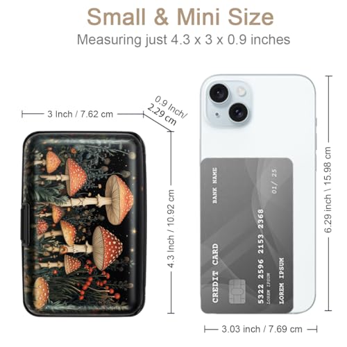 Coco Rossi Credit Card Holder RFID Aluminum Small Mini Wallet Women - color: Mushroom