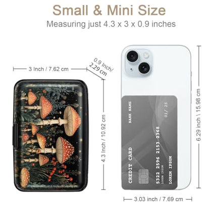 Coco Rossi Credit Card Holder RFID Aluminum Small Mini Wallet Women - color: Mushroom