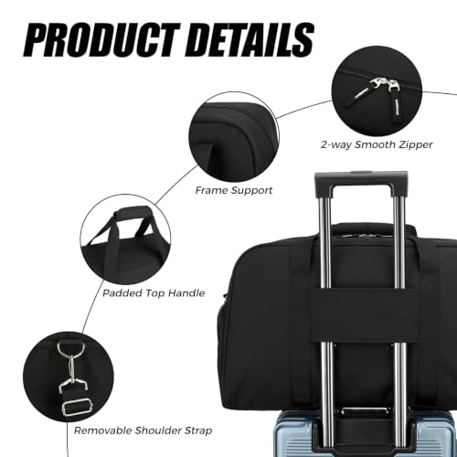 Searock 45L Gym Bag for Men & Women with Shoe Compartment - color: Black, size: 21 x 10 x 13″ (Medium)