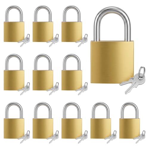 12 Pack Solid Brass Same Keyed Padlock Solid Lock with Wide Lock Body 25mm