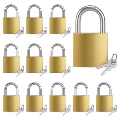 12 Pack Solid Brass Same Keyed Padlock Solid Lock with Wide Lock Body 25mm