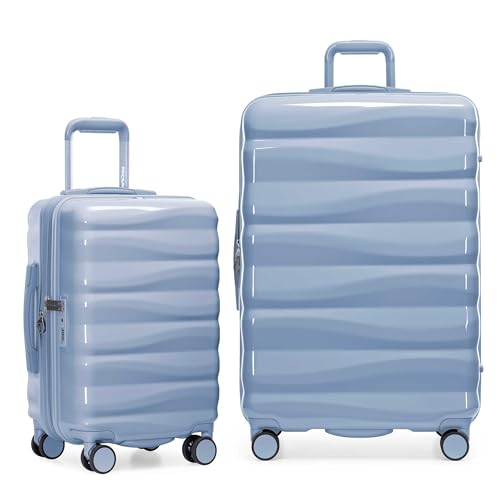Traveler's Choice Edinburgh II Hardside Spinner Luggage, TSA Lock, Blue, 2 Piece Set (21/29) - color: Blue, size: 2 Piece Set (21/29)
