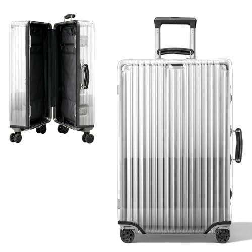 Transparent PVC Suitcase Cover, No Disassembly Required Clear Luggage Protector Suitcase Cover - color: Clear Black Trim, size: 22