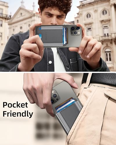 HiWe for MagSafe Wallet, 7 Cards Holder, RFID Blocking, Stronger Magnets - color: Grey Wallet - Grey Band