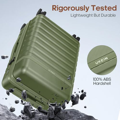 3 Piece Luggage Set, Lightweight Hardshell Large Checked Suitcase TSA Lock - color: Amry Green, size: 3-Piece Sets (20in/24in/28in)