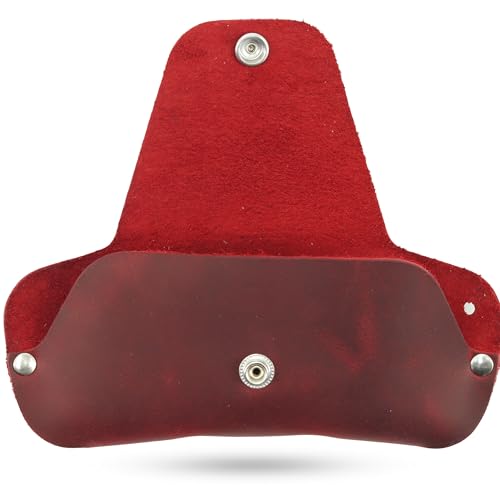 Toprank Slim Leather Glasses Case - Handmade Eyeglass & Sunglasses Holder - color: Red