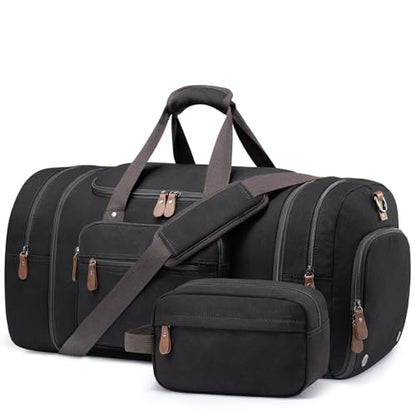 Sucipi Canvas Duffel Bag for Men, Expandable Weekend Overnight travel bags - color: Black