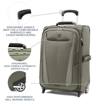 Travelpro Maxlite 5 Softside Carry-On Luggage Upright, Green, 21-Inch - color: Slate Green, size: Carry-on 21-Inch