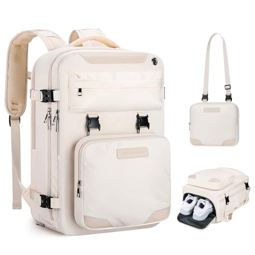 Maelstrom Travel Backpack for Men Women, 17.3" Laptop with Shoe Compartment - color: Beige, size: 17.3 inch with shoe compartment