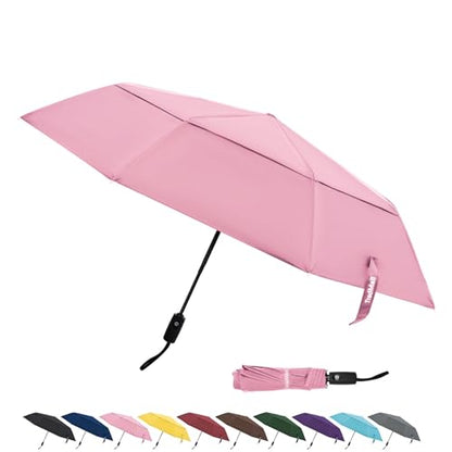 TradMall Travel Umbrella 42/45 Inches Double Vented Canopy - color: Pink, size: 42 Inches