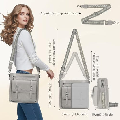 RAINSMORE Crossbody Bag for Women, Waterproof Leather Crossbody Purses - color: Grey