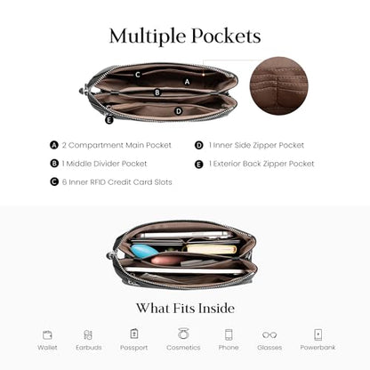 befen Genuine Leather Crossbody Bags for Women, Small RFID Leather Purses - color: Black