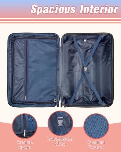 Checked Luggage, Expandable 24 Inch Hard Shell Suitcase with Spinner Wheels TSA Lock, Lightweight Travel Checked Suitcases - color: Flame, size: 24inch