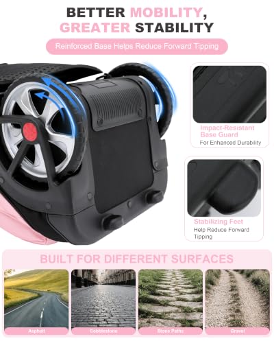 NEW TILAMI Rolling Backpack 19 inch with Lunch Bag Teens Cute Wheeled Computer Laptop Backpack Bookbag Roller Travel Bag College, Flower Pink - color: Flower Pink