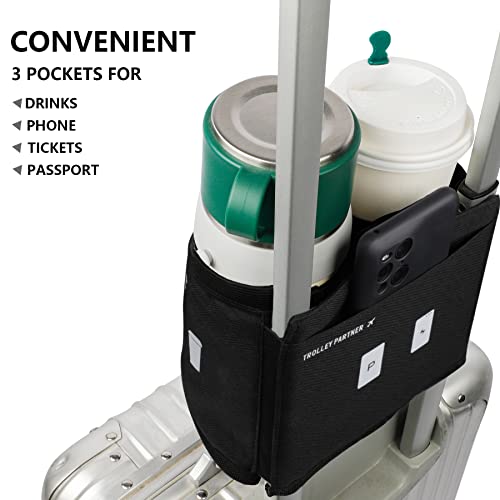 riemot Luggage Travel Cup Holder Free Hand Suitcase Drink Carrier Black 2 - color: 3. Hook & Loop: Black