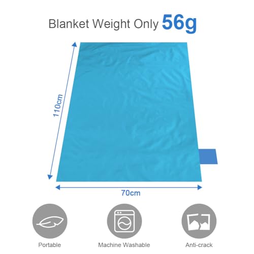 Ainiv Picnic Blanket, Mini Pocket Beach Mat 27.5 x 43.3IN (1-2 People) - color: Blue, size: 27.5 x 43.3''(S for 1-2 person)