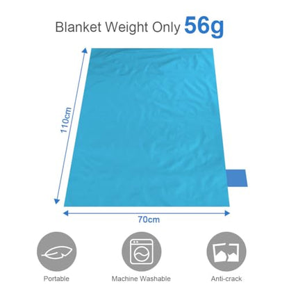 Ainiv Picnic Blanket, Mini Pocket Beach Mat 27.5 x 43.3IN (1-2 People) - color: Blue, size: 27.5 x 43.3''(S for 1-2 person)
