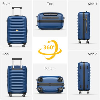 24 Inch Medium Checked Luggage, PC Hardshell Suitcase, Blue - color: 1-Blue, size: Checked-Medium 24-Inch