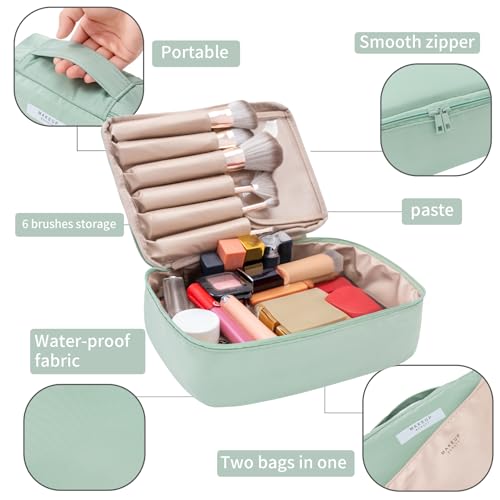 Queboom Travel Makeup Bag Cosmetic Bag Toiletry Bag for Women & Men - color: Green-3pcs