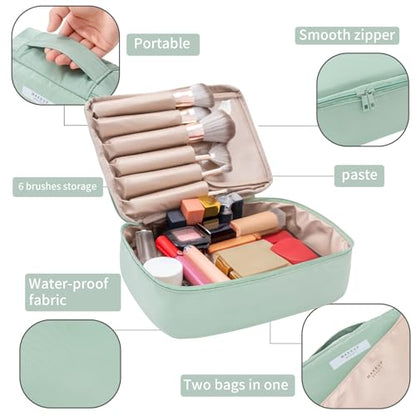 Queboom Travel Makeup Bag Cosmetic Bag Toiletry Bag for Women & Men - color: Green-3pcs