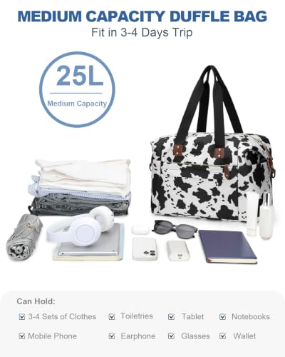 Pritent Travel Duffle Bag, Weekender Overnight Personal Item Carry On Bag - color: Cow Print, size: Large