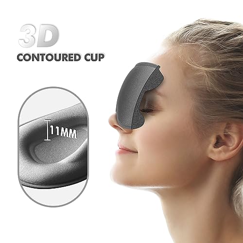 Sleep Mask for Men and Women, 3D Blackout Eye Mask for Side Sleepers, Grey - color: Grey