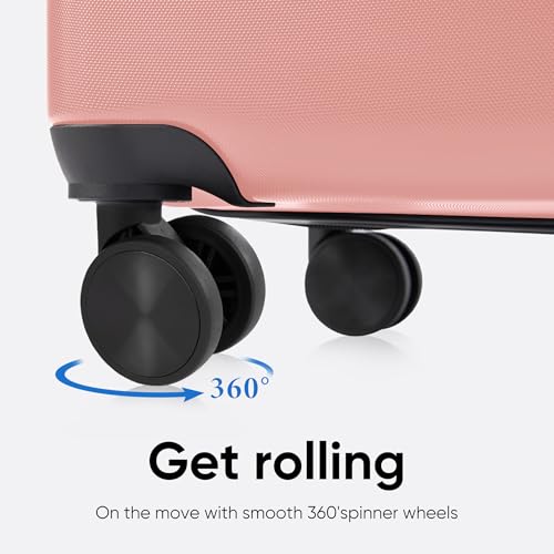 OLIXIS 20 Inch Carry-On Luggage, Hardside Suitcase with Spinner Wheels, Lightweight ABS Hard Shell Travel Luggage, TSA Approved Lock, Expandable Small Suitcase for Business & Travel–Pink - color: Pink, size: 21 IN