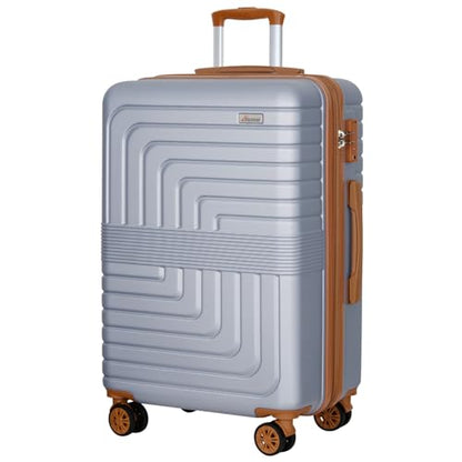 Romswi 30" Hardside Checked Luggage, Large Checked Suitcase with Dual 360° Spinner Wheels,Hardshell Suitcase with TSA Lock,YKK Zipper, Scratch-Resistant Silver - color: Silver, size: 30 Inch