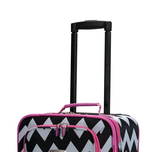 Rockland Fashion Softside 2 Piece Luggage Set, Expandable, (14" Tote/19" Upright), Pink Chevron - color: Pink Chevron, size: 2 Piece (19"/14" Tote)