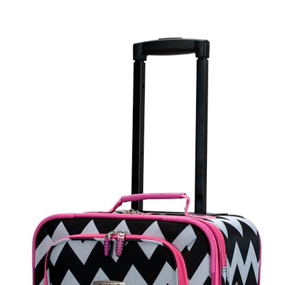 Rockland Fashion Softside 2 Piece Luggage Set, Expandable, (14" Tote/19" Upright), Pink Chevron - color: Pink Chevron, size: 2 Piece (19"/14" Tote)