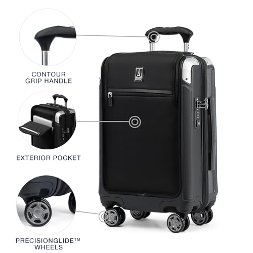 Travelpro Platinum Elite 하드사이드 확장 가능한 스피너 휠 수하물 TSA 잠금 하드 쉘 폴리카보네이트 슈트케이스, 섀도우 블랙., Platinum Elite 하드사이드 확장 가능한 스피너 휠 러기지 Tsa Lock 하드 쉘 폴리카보네이트 슈트케이스 - color: 섀도우 블랙., size: Carry-on with Laptop Pocket 21-Inch