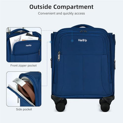 HanTrip 16 Inch Underseat Small Carry On Luggage with Spinner Wheels, Blue - color: Blue