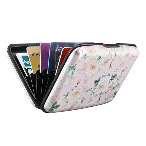 ELFISH RFID Aluminum Wallet Credit Card Protector Case Holder for Men Women - color: Pink Rose
