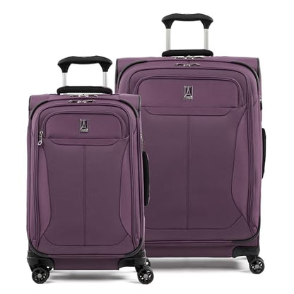 Travelpro Tourlite Softside 2-Piece Set, Expandable Luggage, 4 Spinner Wheels, Lightweight Suitcase, 21" Carry-On, 25" Checked Medium, Deep Purple - color: Deep Purple, size: 2-Piece Set (21/25)