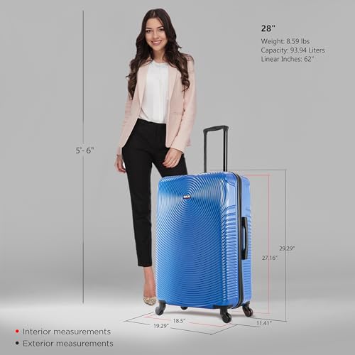 DUKAP INCEPTION Luggage with Spinner Wheels | Durable Lightweight Hardside Suitcase, Travel Bag with Handle and Trolley, 28-Inch Large Checked Luggage | Blue - color: Blue, size: 28 Inch