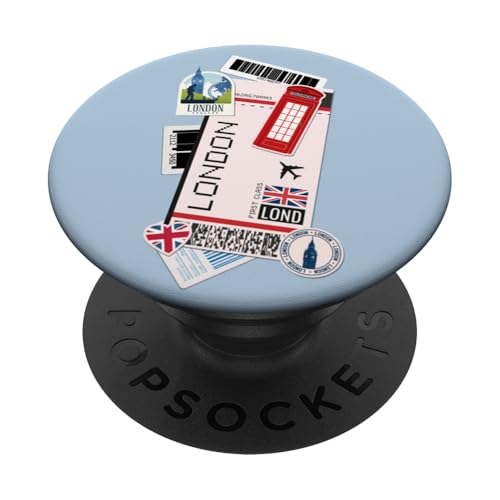 London Air Ticket Boarding Pass Plane UK England Travel PopSockets Adhesive PopGrip - style: Adhesive PopGrip