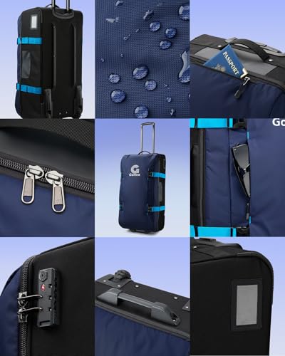 Gonex Rolling Duffle Bag with Wheels, Water-Repellent Nylon, 30 in, Navy - color: Dark Blue