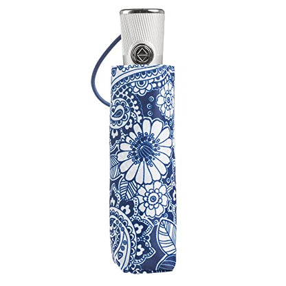 totes Womens and Mens Auto Open Close Compact Waterproof Lightweight Umbrella - color: Nautical Paisley
