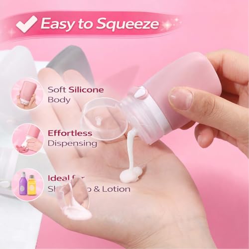 1 oz Silicone Travel Bottles, Leakproof Squeeze Bottle Mini Travel Size Container for Toiletries Lotion Shampoo and Conditioner Liquid Salad Dressing to go Condiment, TSA Approved, 4 Pack - color: Black, Grey, Pink, Green, size: 1 oz