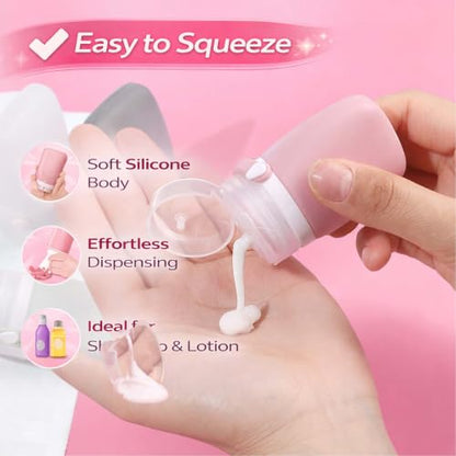 1 oz Silicone Travel Bottles, Leakproof Squeeze Bottle Mini Travel Size Container for Toiletries Lotion Shampoo and Conditioner Liquid Salad Dressing to go Condiment, TSA Approved, 4 Pack - color: Black, Grey, Pink, Green, size: 1 oz