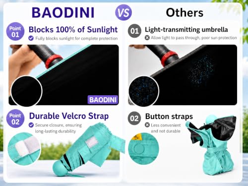 BAODINI Mini Travel Umbrella with UV Sun Protection, Compact Pocket-Size - color: E-2 Pack Light Green & Beige