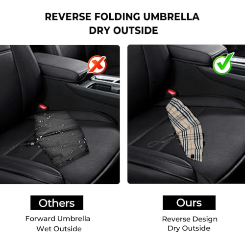 ZDSSM Inverted Umbrella for Rain, Compact Windproof Auto Open Close - color: 옐로우 플레이드