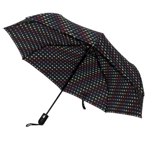 Nollia Compact Travel Umbrella with Auto Open – Windproof Folding Umbrella, Lightweight & Portable for Rain - color: Rainbow Heart
