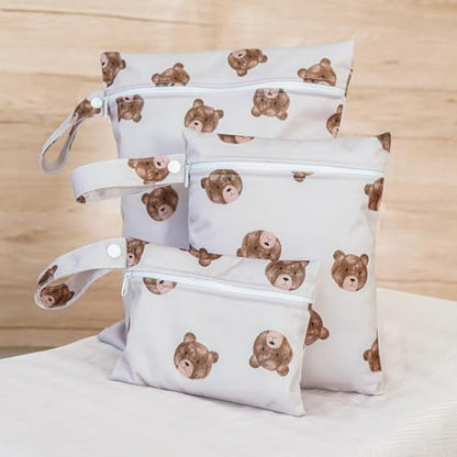 Happy Flute 3 Set Wet Bag Storage Bag Zipper Waterproof Washable - color: HF01
