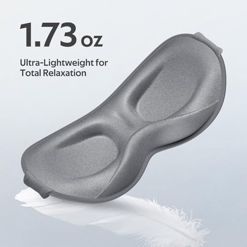 Sleep Mask for Men Women - 100% Blackout Eye Masks for Sleep - color: Grey